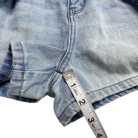 American Eagle Mom Shorts Belted Paper Bag Waist Button Fly Blue Sz 00 - Picture 8 of 14